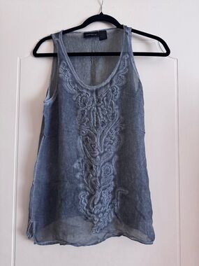Dkny jeans gray Embroidered Tank Top